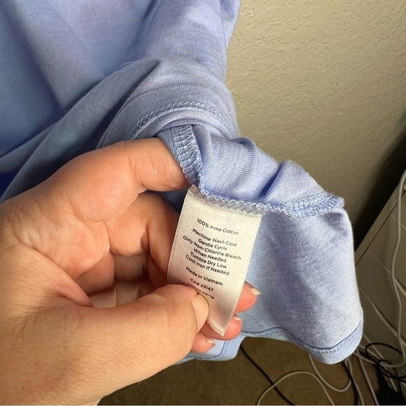 Blue Talbots Short Sleeve Blouse W/ Neckline Bow - Picture 8 of 8